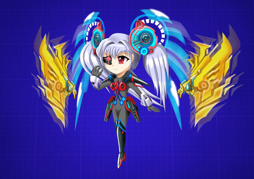 1girl, absurdres, aircraft, alien_(lei_ting_zhan_ji), eyepatch, highres, lei_ting_zhan_ji, mecha_musume