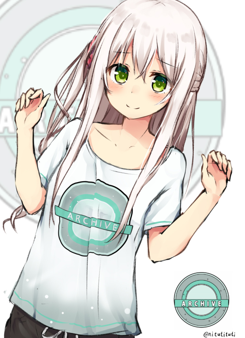 1girl, blush, closed_mouth, collarbone, dutch_angle, eyebrows, eyebrows_visible_through_hair, green_eyes