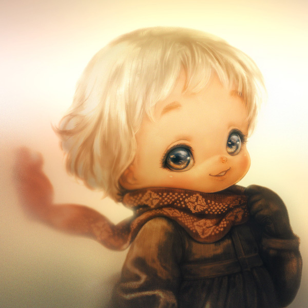1girl, blonde_hair, bloom, blush, brown_eyes, character_request, copyright_request, gloves