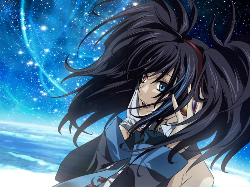blue_eyes, detached_sleeves, headphones, heterochromia, mocchiri_oyaji, necktie, night, one_glove