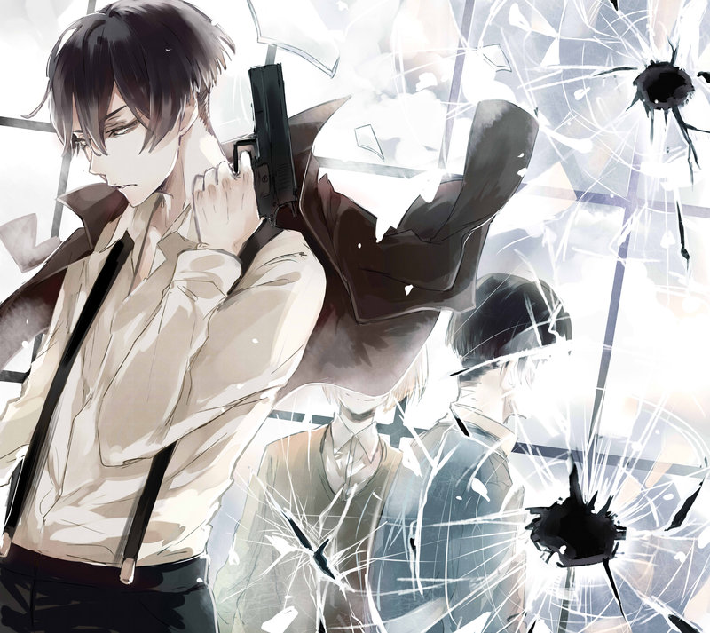 2boys, 91_days, avilio_bruno, bakaroringu, black_hair, blonde_hair, brothers, bullet_hole