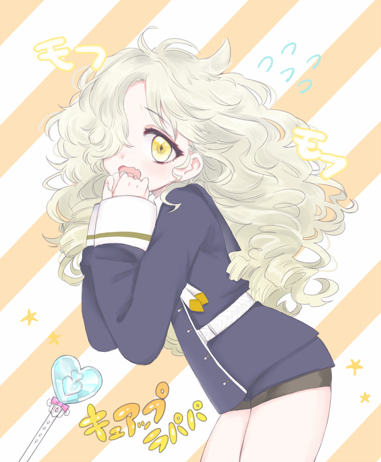 1boy, alternate_hair_length, alternate_hairstyle, blonde_hair, blush, freckles, gokotai, hair_over_one_eye