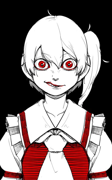 1girl, angry, black_background, cravat, face, flandre_scarlet, limited_palette, looking_at_viewer