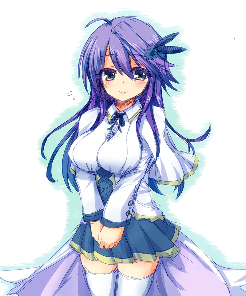 1girl, anemone_(flower_knight_girl), blue_skirt, capelet, cilfy, colored_eyelashes, cowboy_shot, flower