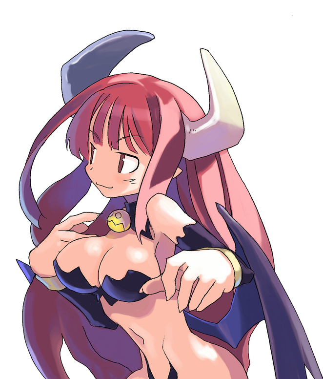 1girl, breasts, demon_girl, demon_tail, demon_wings, disgaea, harada_takehito, long_hair