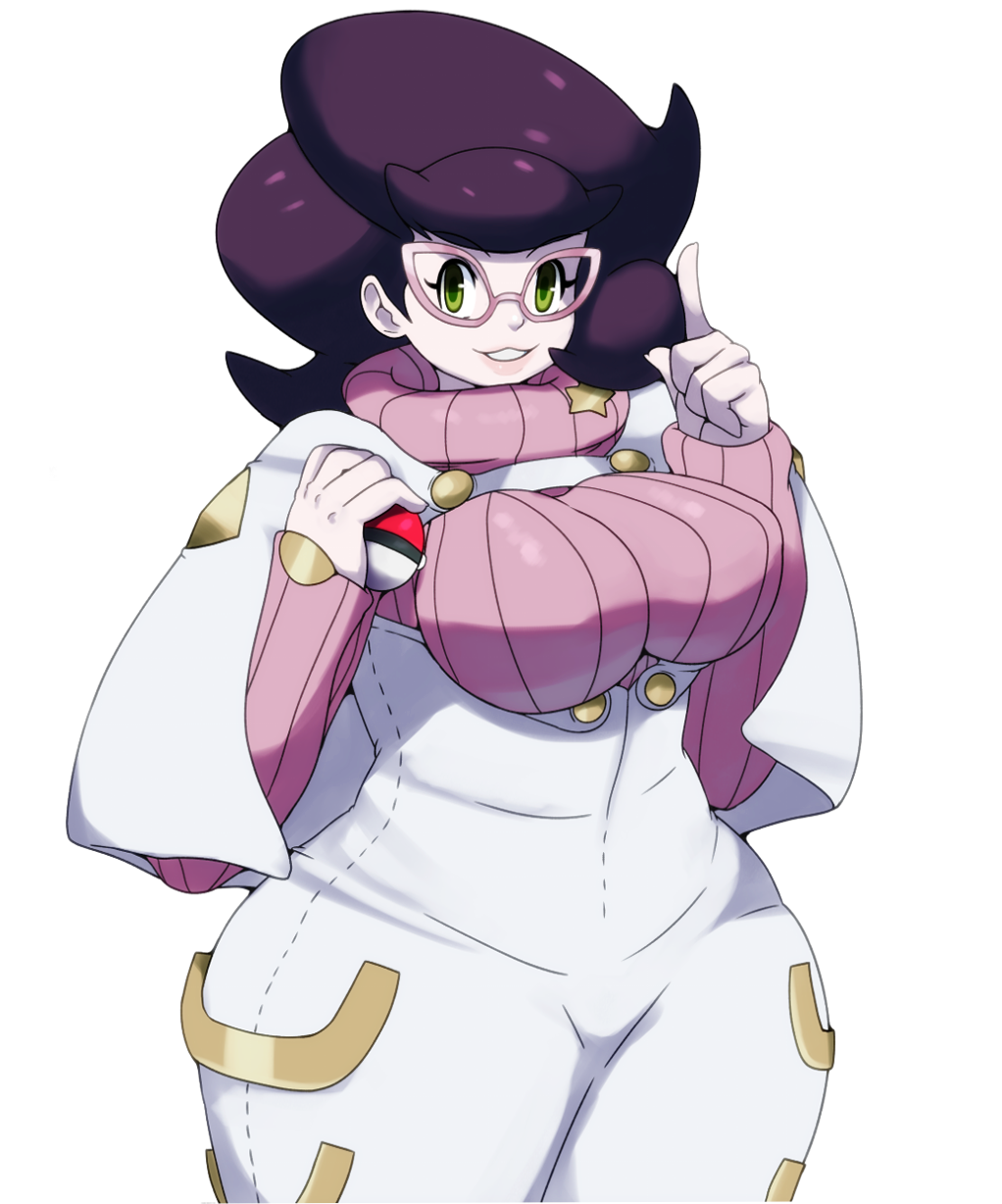 1girl, curvy, glasses, green_eyes, highres, index_finger_raised, looking_at_viewer, mato_spectoru