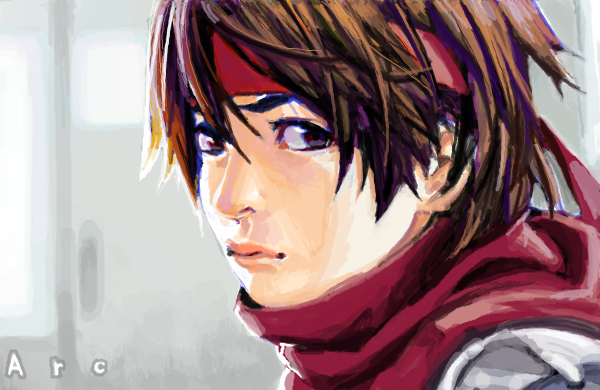 1boy, arc_(arc_the_lad), arc_the_lad, arc_the_lad_ii, cojibou, male_focus, realistic, short_hair, solo, upper_body