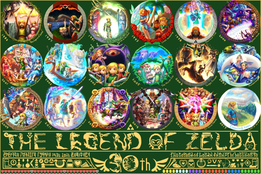 absurdres, beard, bellhenge, blonde_hair, blue_eyes, brown_hair, cia_(zelda_musou), dark_skin, darunia, epona, facial_hair, fi, fierce_deity, ganondorf, ghirahim, happy_mask_salesman, highres, impa, instrument, lana_(zelda_musou), link, link_(wolf), long_hair, master_sword, medli, midna, midna_(true), minish, multiple_boys, multiple_girls, navi, ocarina, pointy_ears, ponytail, princess_hilda, princess_ruto, princess_zelda, ravio, red_eyes, redhead, saria, sheik, shield, short_hair, sword, tetra, the_legend_of_zelda, the_legend_of_zelda:_a_link_between_worlds, the_legend_of_zelda:_a_link_to_the_past, the_legend_of_zelda:_breath_of_the_wild, the_legend_of_zelda:_four_swords, the_legend_of_zelda:_majora's_mask, the_legend_of_zelda:_ocarina_of_time, the_legend_of_zelda:_phantom_hourglass, the_legend_of_zelda:_skyward_sword, the_legend_of_zelda:_spirit_tracks, the_legend_of_zelda:_the_minish_cap, the_legend_of_zelda:_the_wind_waker, the_legend_of_zelda:_tri_force_heroes, the_legend_of_zelda:_twilight_princess, toon_link, toon_zelda, weapon, white_hair, young_link, young_zelda, zelda_musou, zora