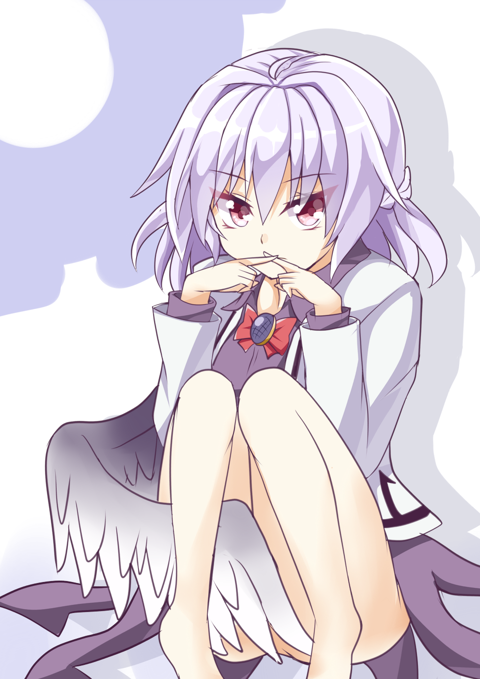 1girl, aki_chimaki, dress, expressionless, highres, jacket, kishin_sagume, no_panties