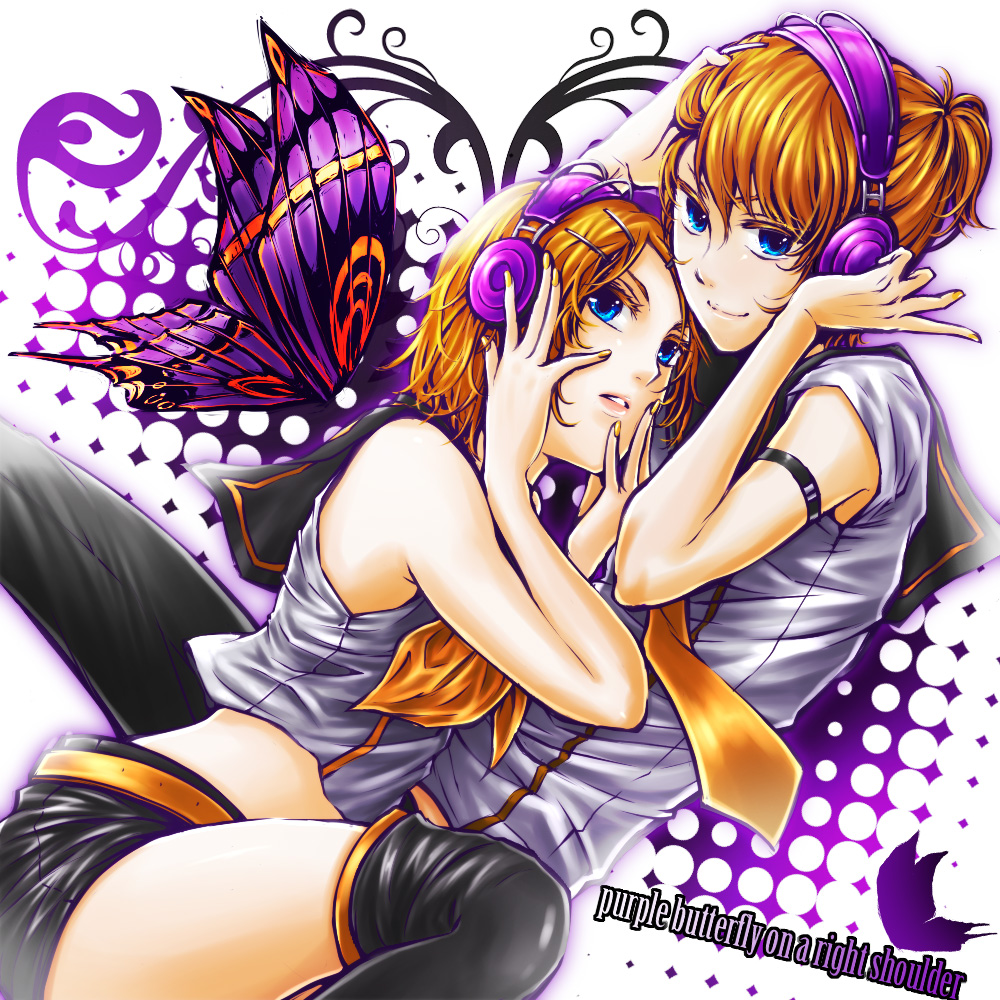 blue_eyes, butterfly_wings, chry, chry_(112ch), hair_ornament, hairclip, hand_on_headphones, headphones