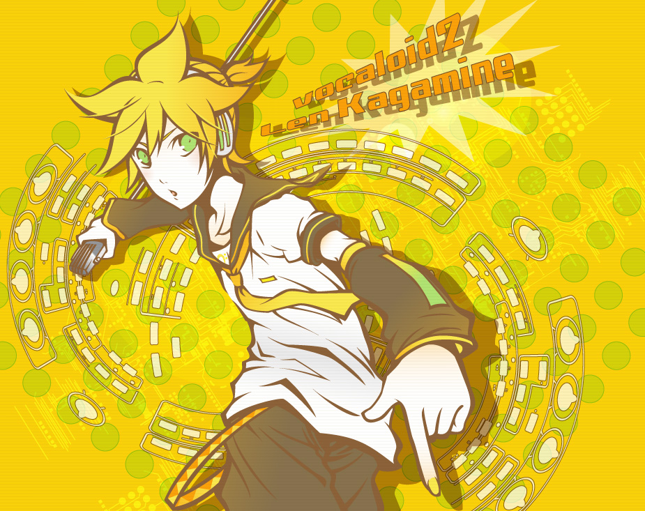 blonde_hair, chry, chry_(112ch), detached_sleeves, green_eyes, headphones, kagamine_len, male