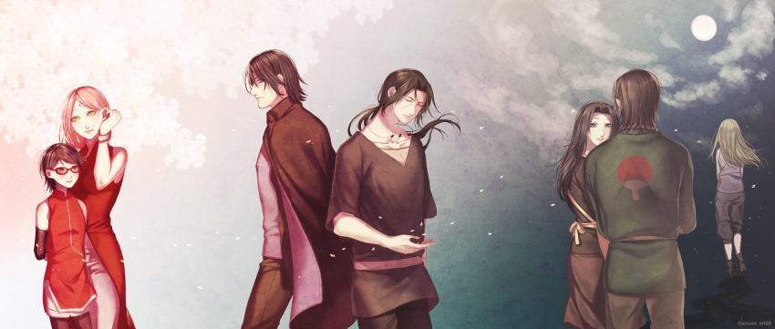 3boys, 4girls, amase_(siki696), black_hair, brothers, family, father_and_daughter, father_and_son