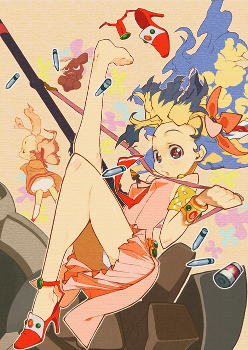 adai_darry, barefoot, bullet, darry_adai, feet, lagann, long_hair, nia_teppelin