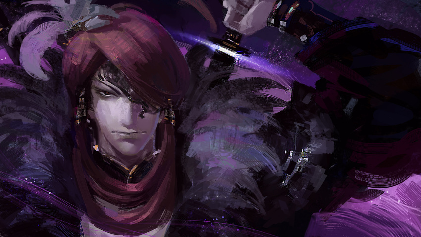 1boy, drawing_sword, eyepatch, sha_wu_sheng, sword, thunderbolt_fantasy, weapon, wuyuezidvt