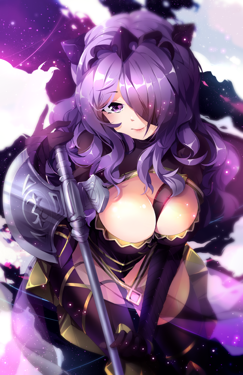 1girl, armor, axe, battle_axe, breasts, camilla_(fire_emblem_if), cleavage, fire_emblem