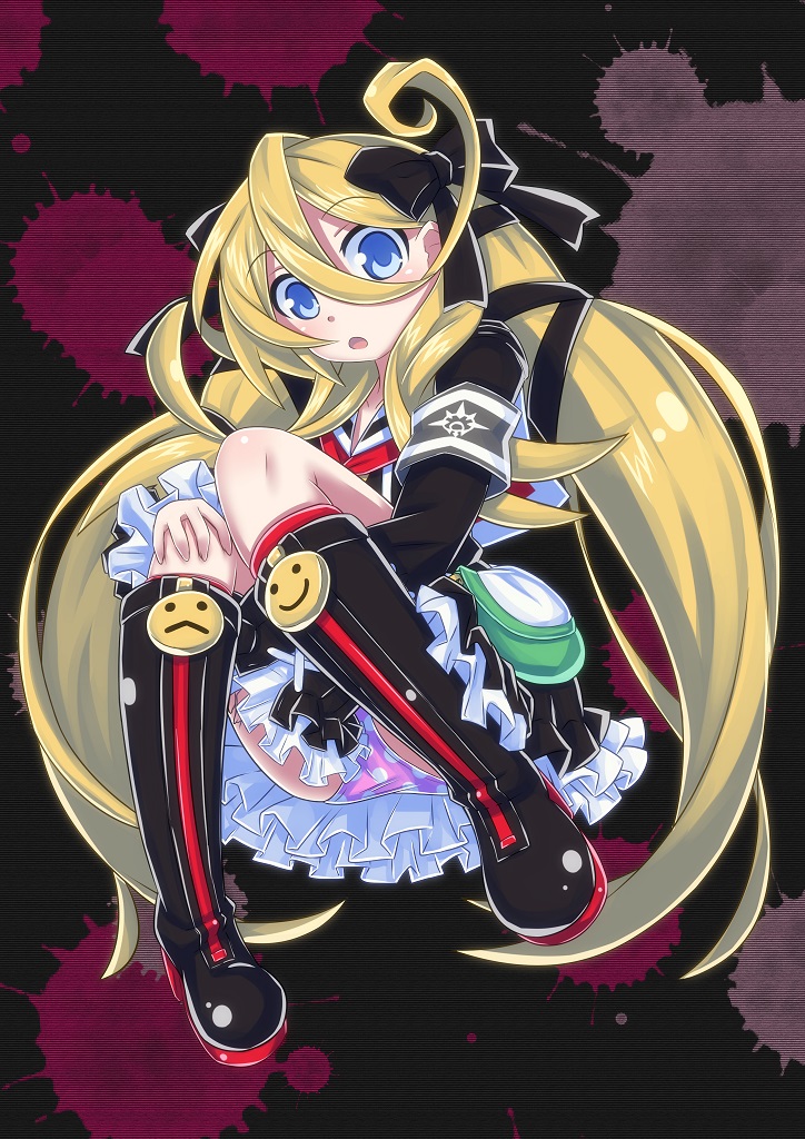1girl, blonde_hair, blue_eyes, bow, frills, hair_bow, hair_ribbon, hechima-bushi