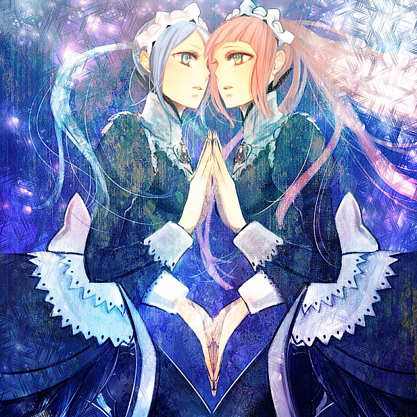 2girls, blue_hair, felicia_(fire_emblem_if), fire_emblem, fire_emblem_if, flora_(fire_emblem_if), hana_(interstice), looking_at_another
