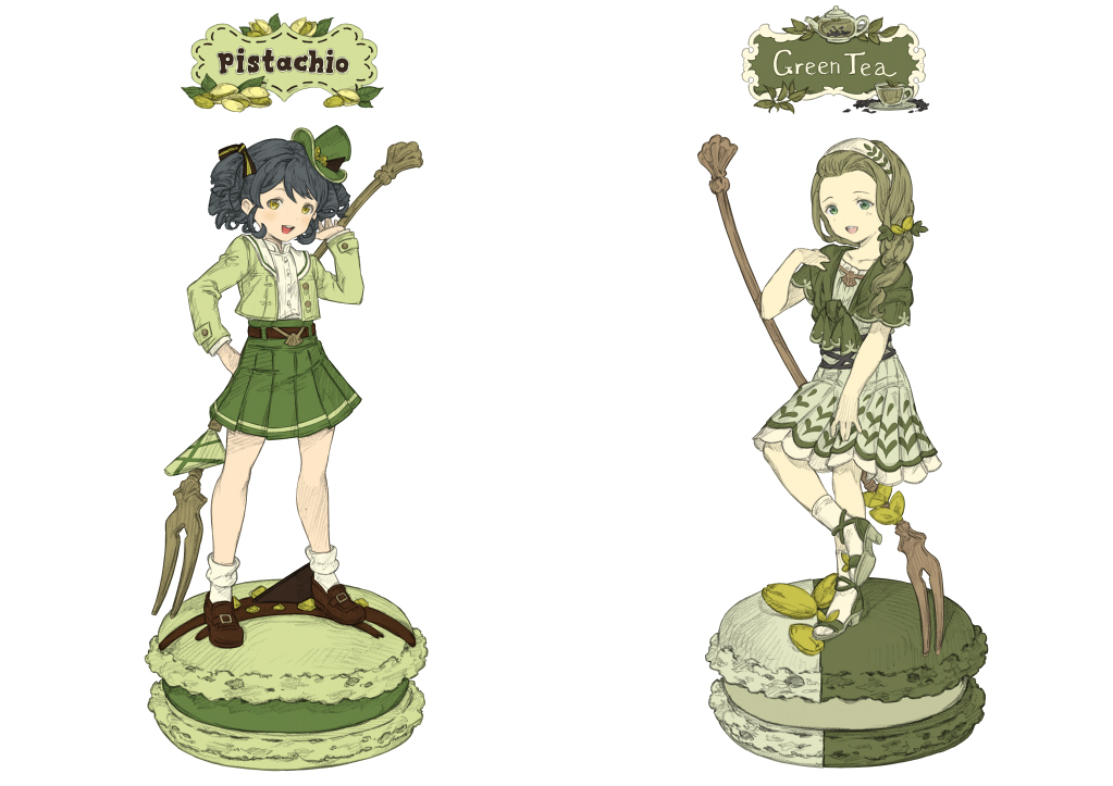 2girls, :d, black_hair, blue_eyes, blush, brown_hair, brown_shoes, collarbone