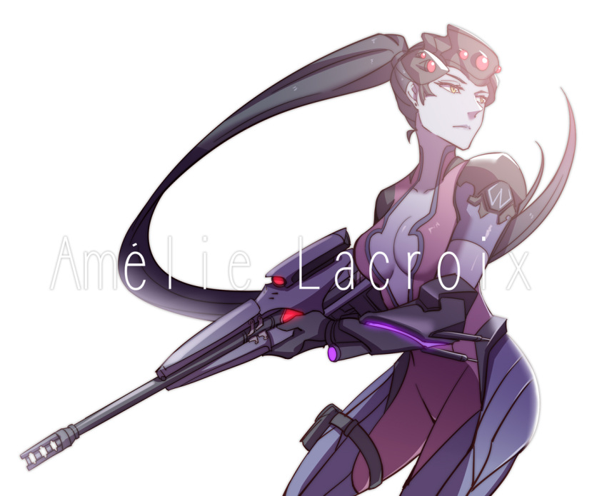 1girl, bodysuit, breasts, center_opening, character_name, cleavage, closed_mouth, collarbone