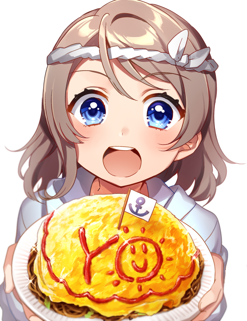 1girl, :d, anchor_symbol, bangs, blue_eyes, brown_hair, character_name, eyebrows