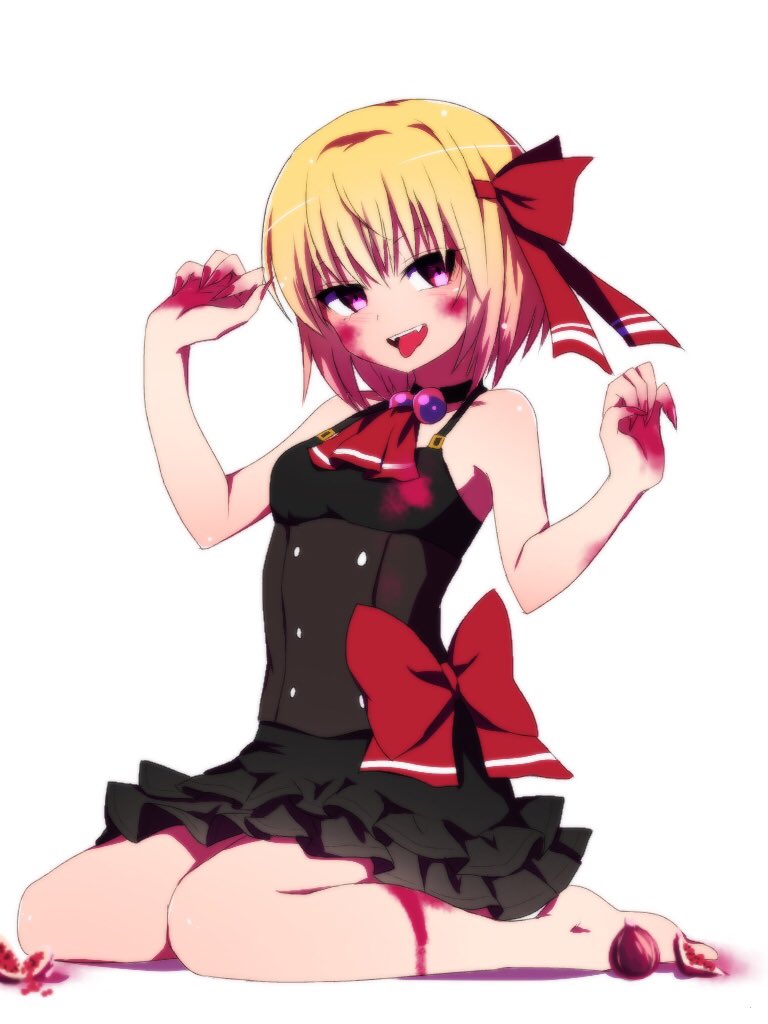 1girl, alternate_costume, ankles, ascot, barefoot, black_dress, blonde_hair, breasts