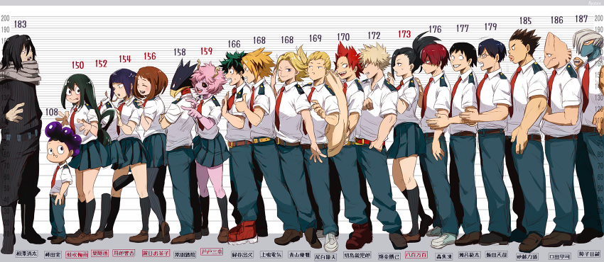 afro, aizawa_shouta, anezu, aoyama_yuuga, ashido_mina, asui_tsuyu, bakugou_katsuki, black_hair