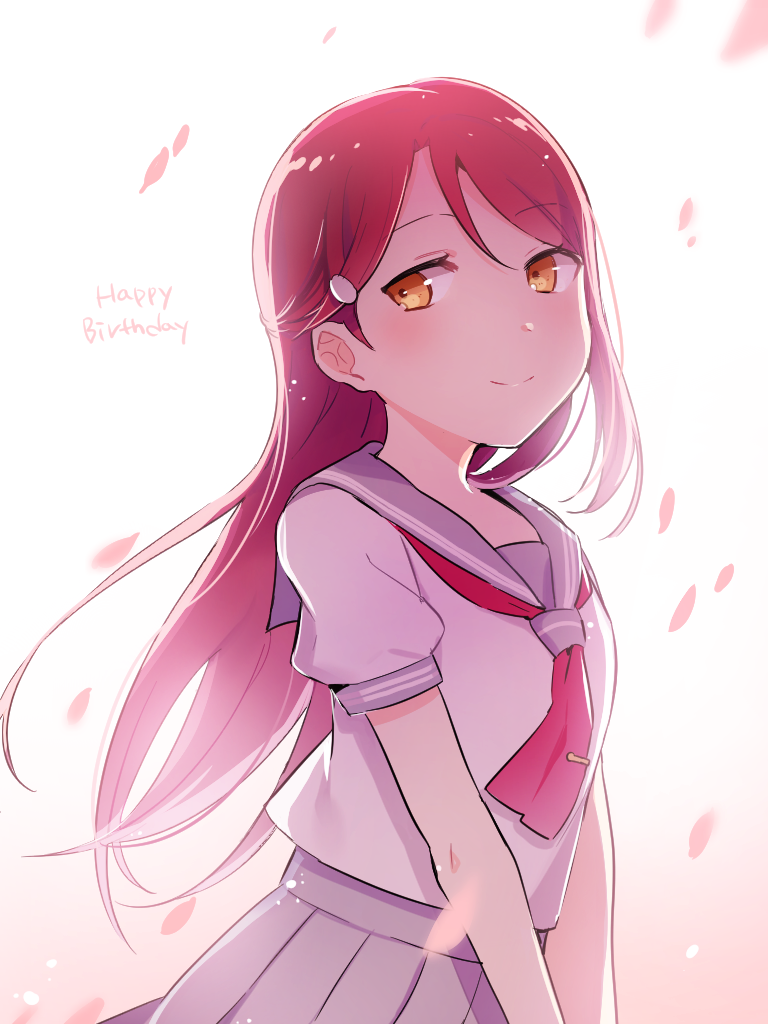 blush, brown_eyes, long_hair, love_live!_sunshine!!, maroon_hair, sakurauchi_riko, seifuki, smile
