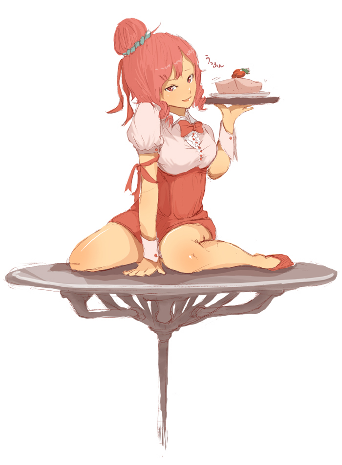 alternate_costume, cake, food, fruit, kumatora, mother_(game), mother_3, pink_eyes