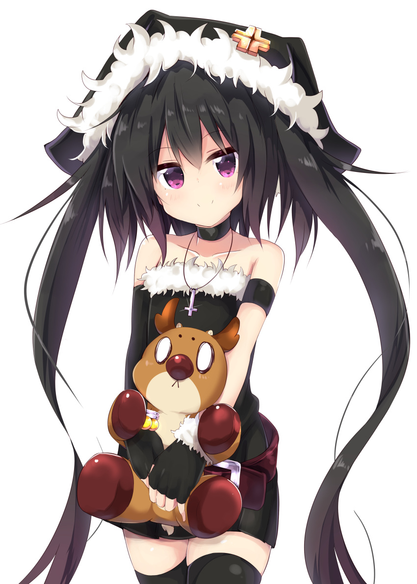 1girl, absurdres, amano_kouki, black_hair, choker, fingerless_gloves, flat_chest, gloves