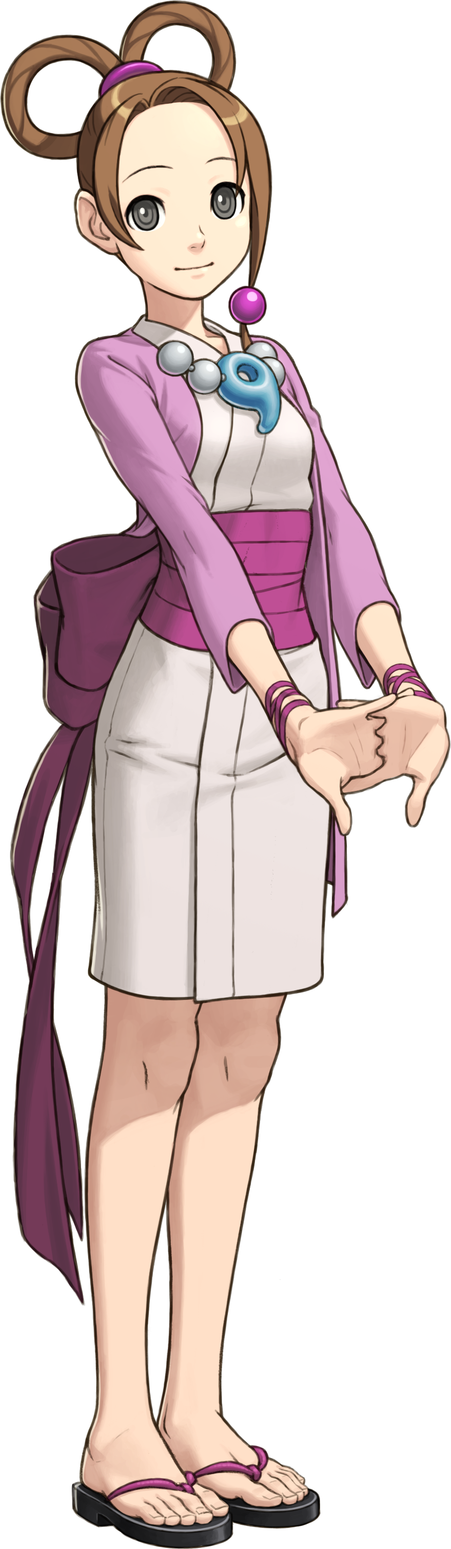 1girl, absurdres, ayasato_harumi, bead_necklace, beads, brown_hair, full_body, fuse_takuro