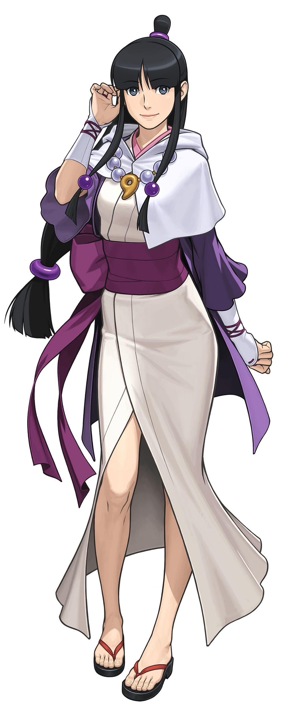 1girl, absurdres, ayasato_mayoi, bead_necklace, beads, black_eyes, black_hair, bow