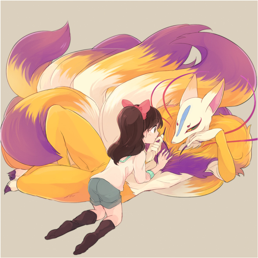 1boy, 1girl, all_fours, alto168, brown_hair, fingernails, furry, green_sclera