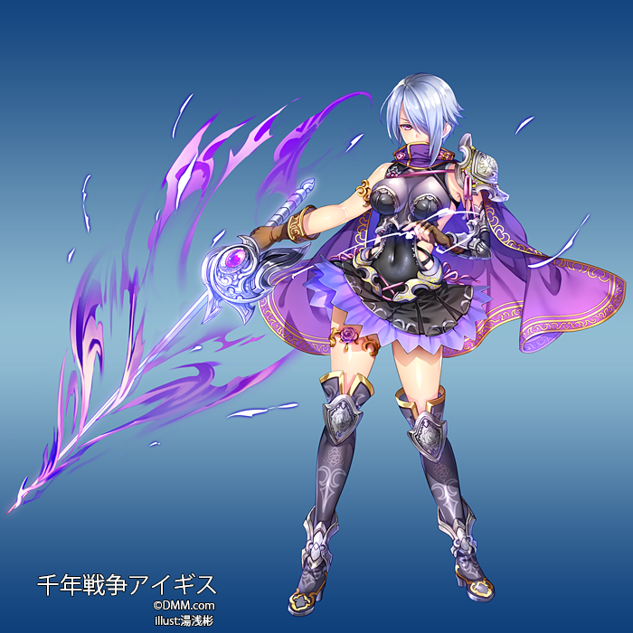 black_skirt, boots, breasts, brown_gloves, covered_navel, dmm, fingerless_gloves, full_body