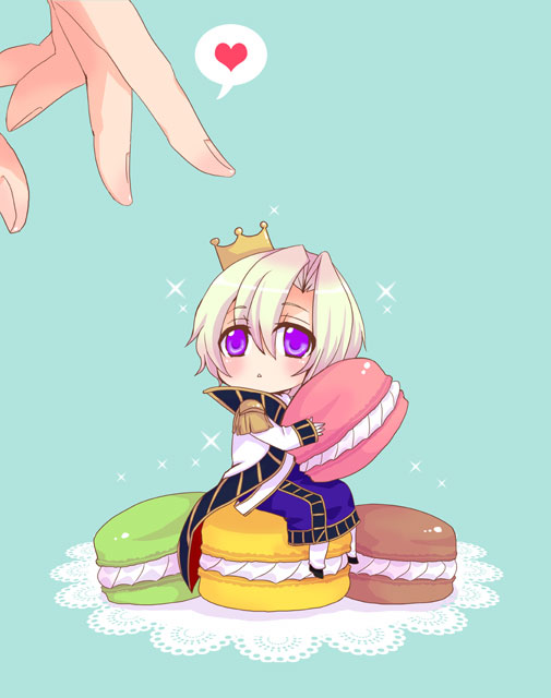 boy_in_food, code_geass, cookie, crown, fingers, heart, lace, macaron