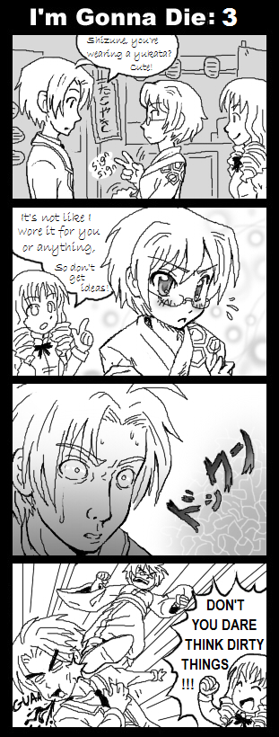 2girls, 4koma, :<, blood, cardiac_arrest, comic, english, glasses