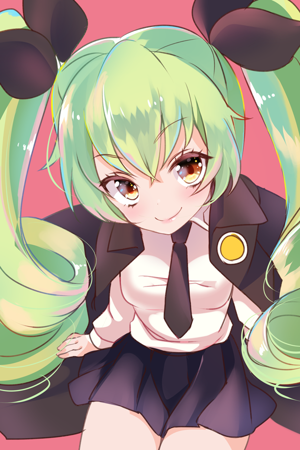 1girl, anchovy, cape, drill_hair, girls_und_panzer, green_hair, long_hair, looking_at_viewer
