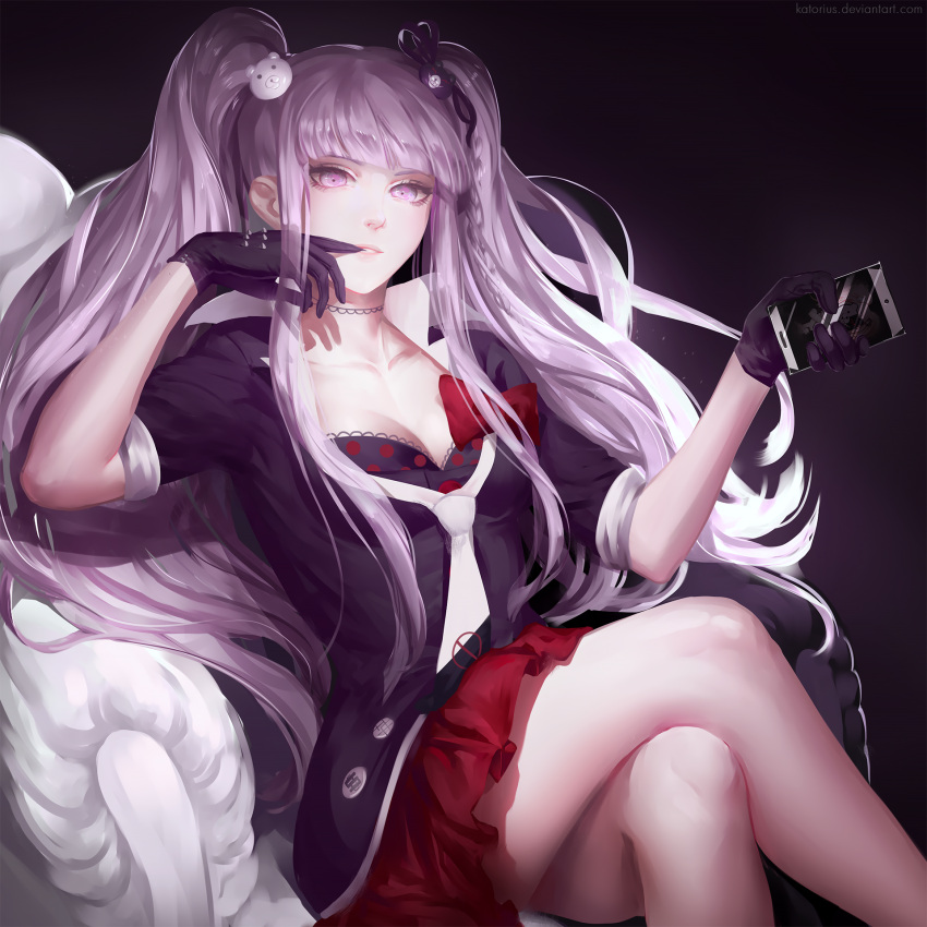 1girl, braid, breasts, cleavage, cosplay, dangan_ronpa, dangan_ronpa_3, enoshima_junko_(cosplay)