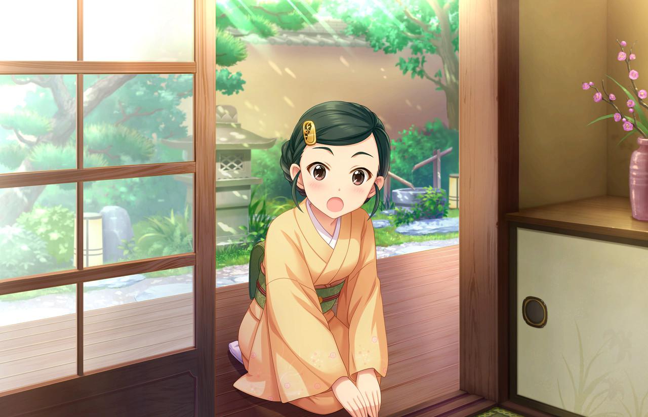 1girl, :o, alternate_costume, artist_request, black_hair, brown_eyes, hair_ornament, hairclip