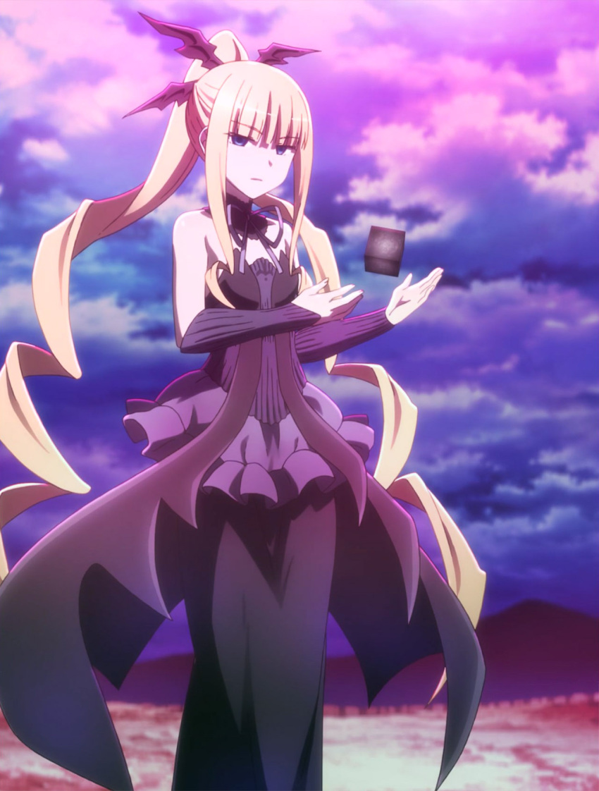 black_dress, blonde_hair, blue_eyes, dress, erica_ainsworth, fate/kaleid_liner_prisma_illya, fate_(series), highres