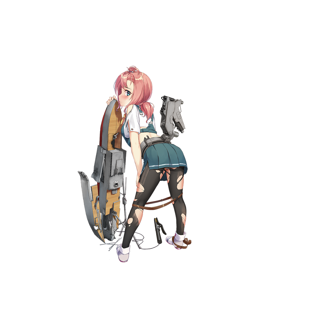 1girl, belt, blue_eyes, blush, broken, damaged, from_behind, green_skirt