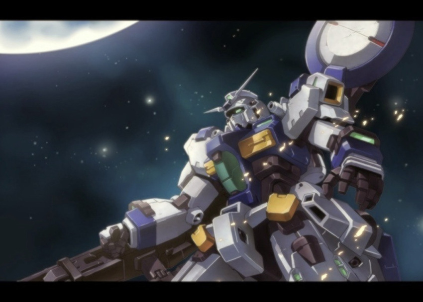 beam_rifle, commentary_request, energy_gun, green_eyes, gun, gundam, holding, holding_gun