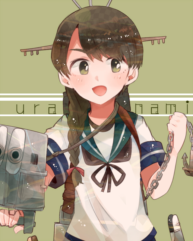 braids, brown_eyes, brown_hair, happy, kantai_collection, long_hair, lush, persoification