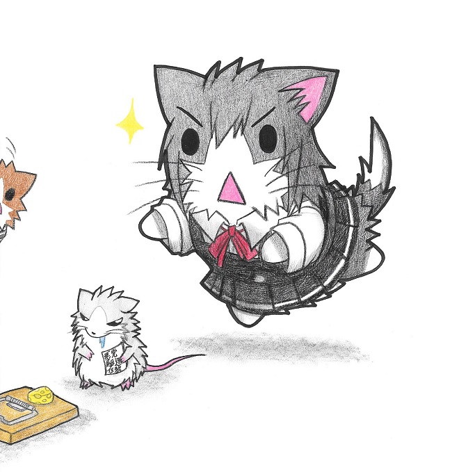 animal_ears, animalization, asashio_(kantai_collection), cat, cat_ears, cat_tail, cheese, commentary_request