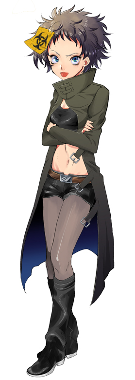 1girl, :p, advance_wars, advance_wars:_dual_strike, afro, bags_under_eyes, biohazard_symbol, black_hair