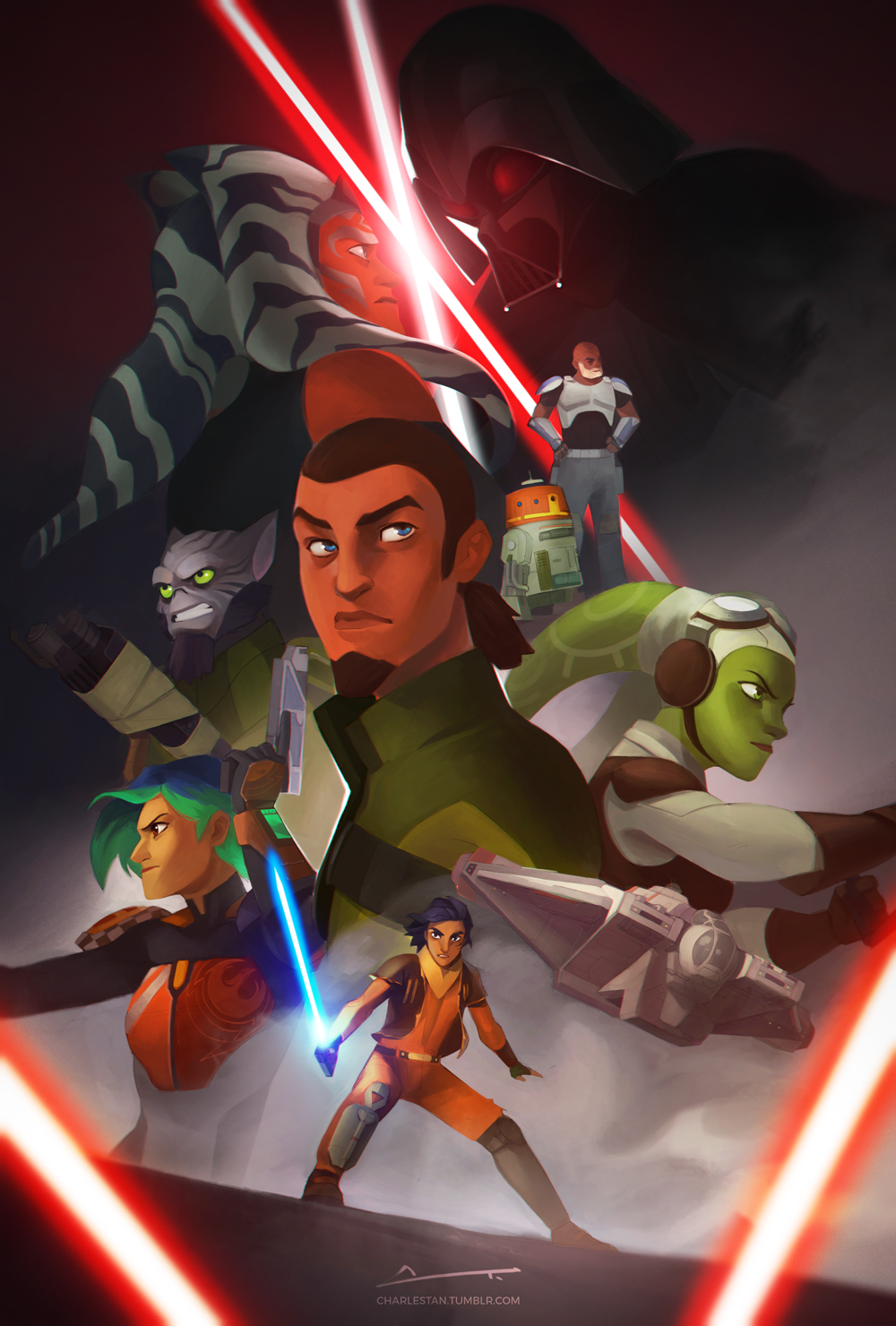 3girls, 5boys, ahsoka_tano, armor, blue_eyes, body_armor, brown_eyes, captain_rex