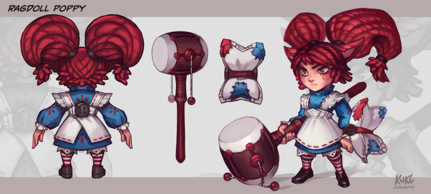 1girl, alternate_costume, alternate_hairstyle, animal_ears, apron, artist_name, blush_stickers, brown_eyes