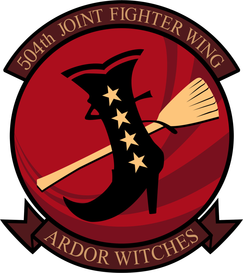 504th_joint_fighter_wing_(emblem), boots, broom, close-up, emblem, english, heita0524, highres