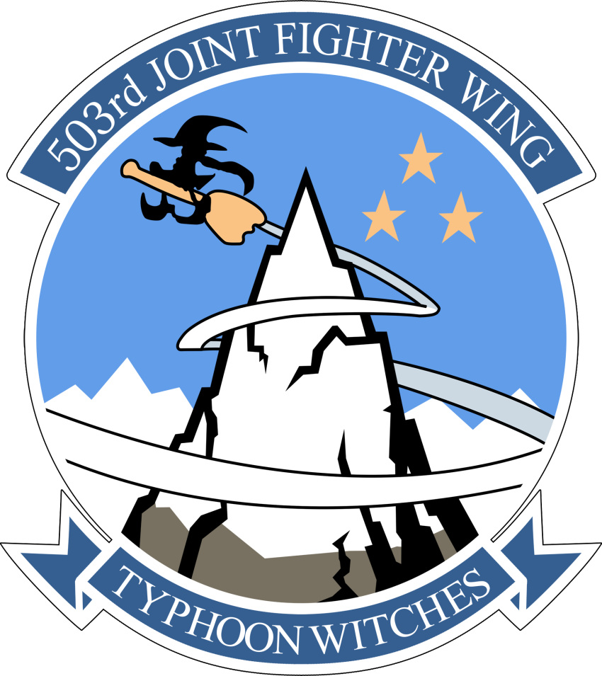 503rd_joint_fighter_wing_(emblem), broom, close-up, emblem, english, flying, hat, heita0524, highres, mountain, no_humans, simple_background, star_(sky), strike_witches, turtle, white_background, witch, witch_hat, world_witches_series