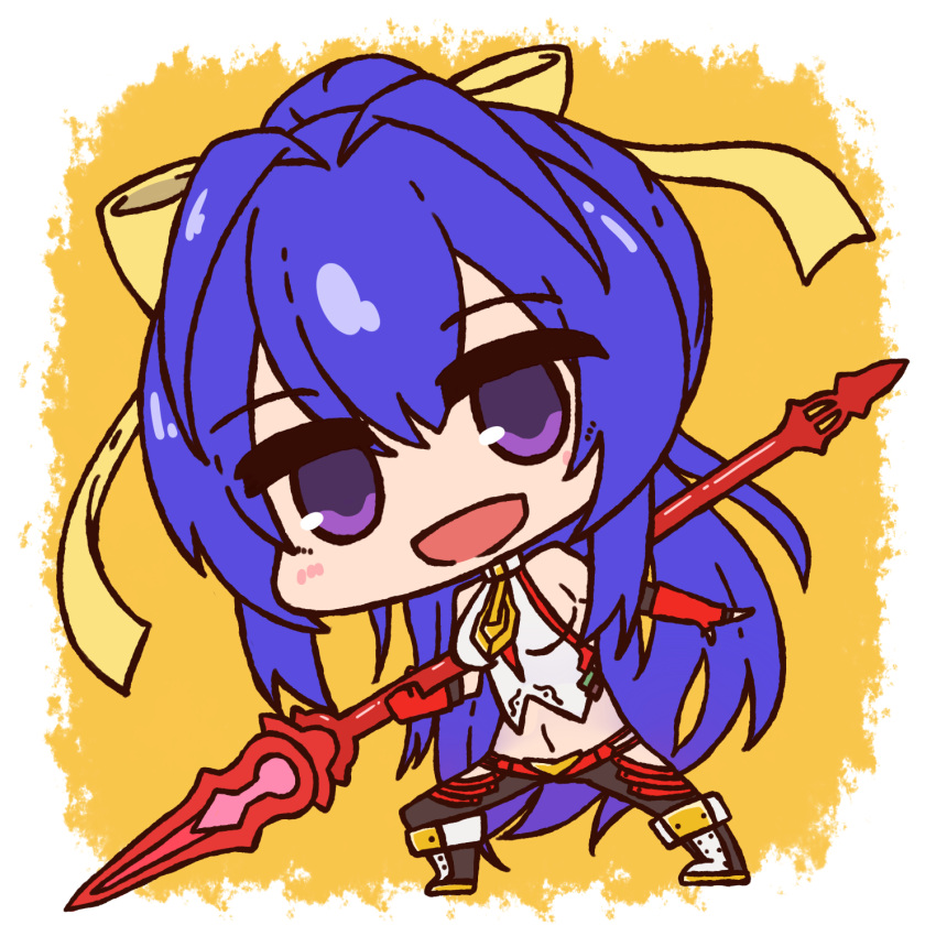 1girl, antenna_hair, backless_outfit, bangs, bare_shoulders, black_pants, blazblue, blazblue:_central_fiction