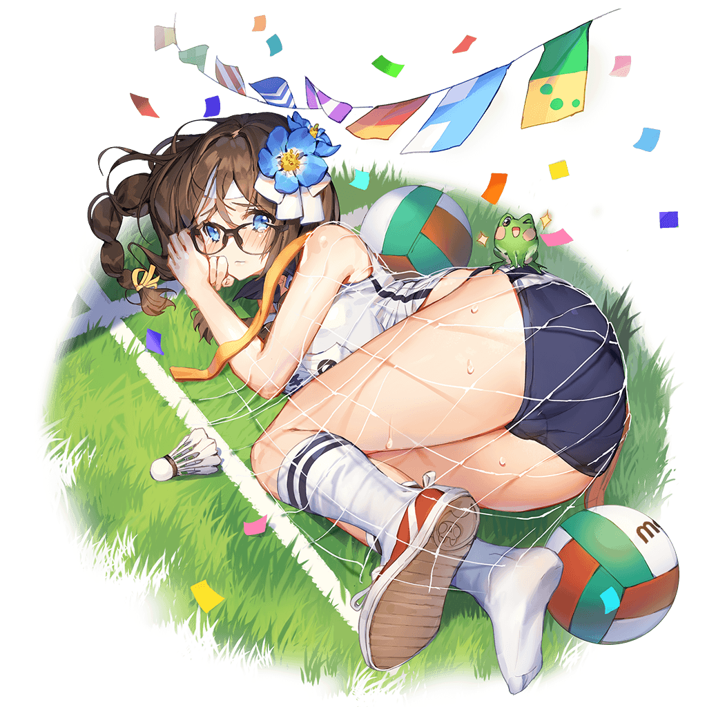 1girl, accident, ass, black-framed_eyewear, blue_eyes, braid, brown_hair, buruma